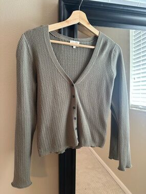 Gentle Fawn Olive Ribbed V-Neck Button Cardigan